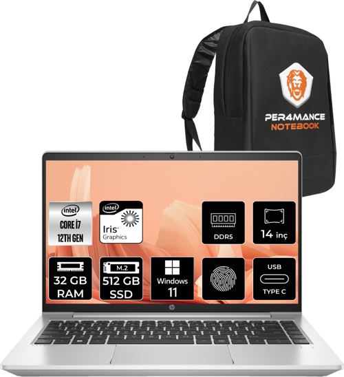 Probook 440 G9 İ7 1255U 32Gb Ram 512Gb Ssd 14'' Fhd W11Pro 5Y3Z3Ea & Per4 Çanta