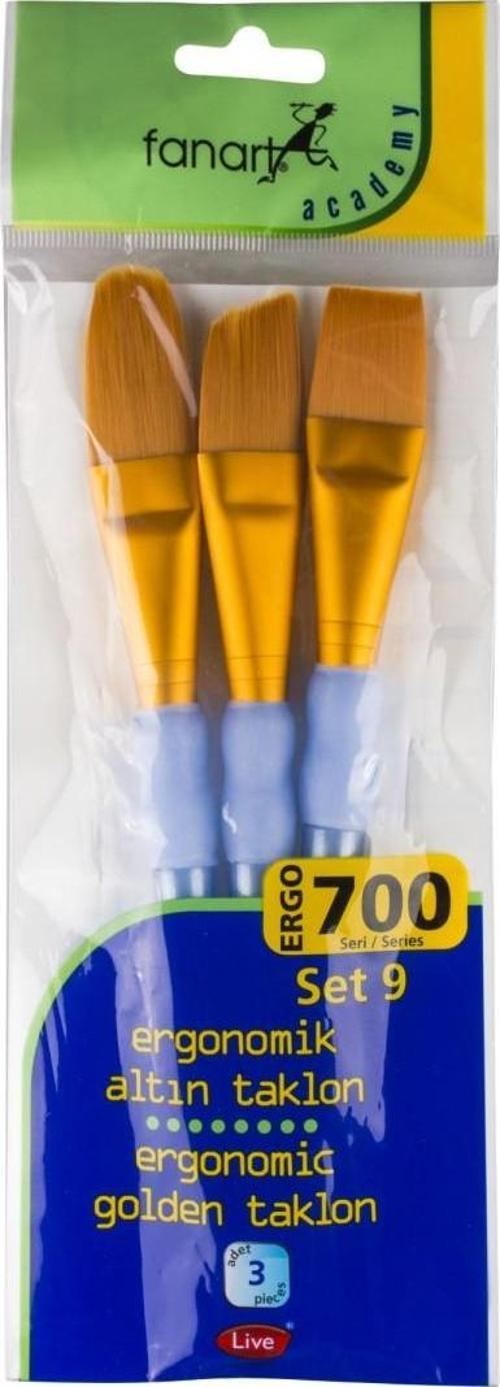 700 Serisi Ergonomik Altın 3'lü Fırça Seti- Set-9