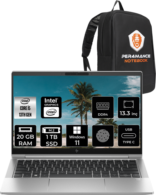 Elitebook 630 G10 İ5-1335U 20Gb Ram 1Tb Ssd 13.3'' Fhd W11Home 85D47Ea & Per4 Çanta