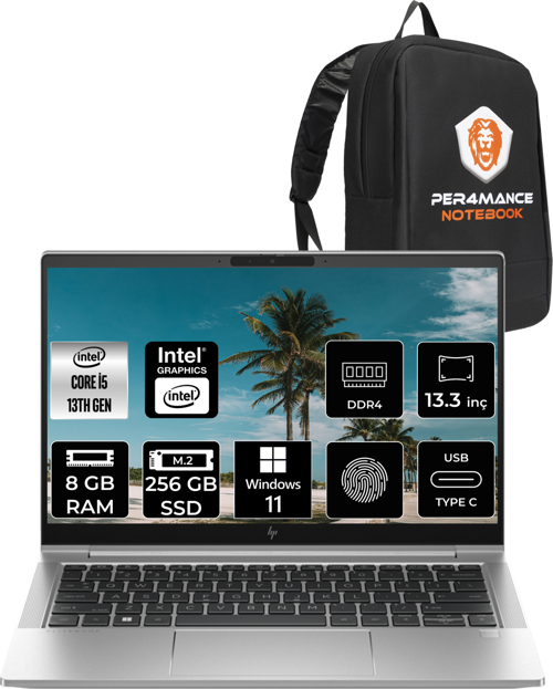 Elitebook 630 G10 İ5-1335U 8Gb Ram 256Gb Ssd 13.3'' Fhd W11Home 725N5Ea & Per4 Çanta