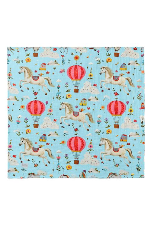 %100 Pamuk 4 Katlı Müslin Bebek Örtüsü 80x85 cm -Özel Desenli Bebek Battaniyesi