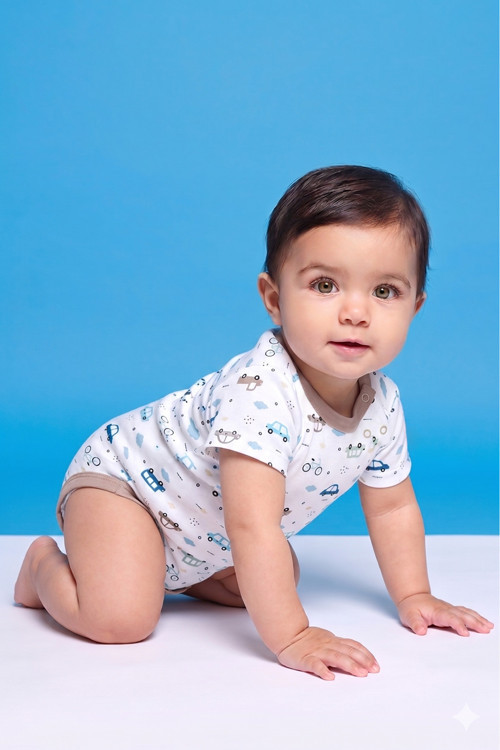 %100 Pamuk Gri Biye Detaylı Reglan Kol Araba Bebek Body