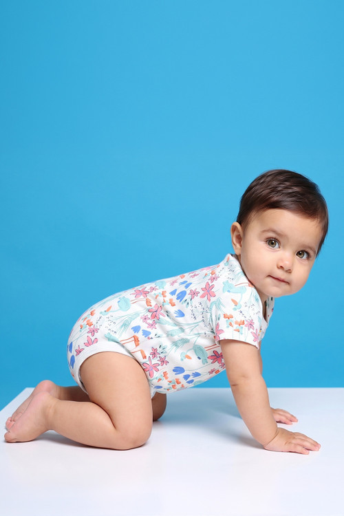 %100 Pamuk Çıtçıtlı Flamingo Bebek Body