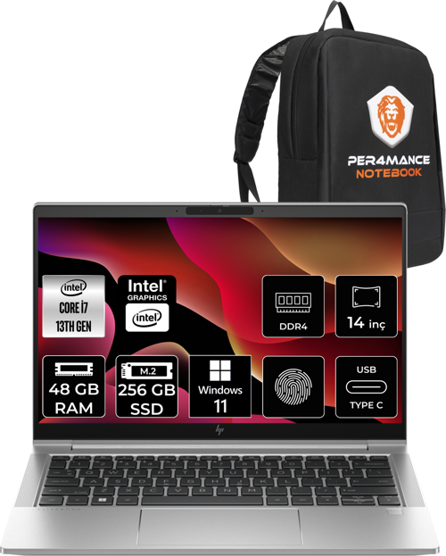 Elitebook 640 G10 İ7-1355U 48Gb Ram 256Gb Ssd 14'' Fhd W11Pro 8A571Ea & Per4 Çanta