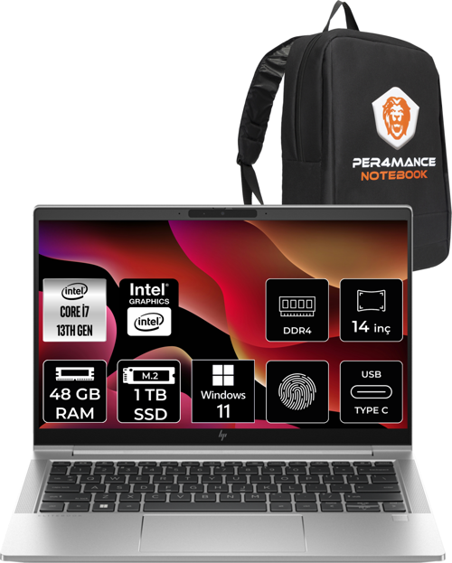 Elitebook 640 G10 İ7-1355U 48Gb Ram 1Tb Ssd 14'' Fhd W11Pro 8A571Ea & Per4 Çanta