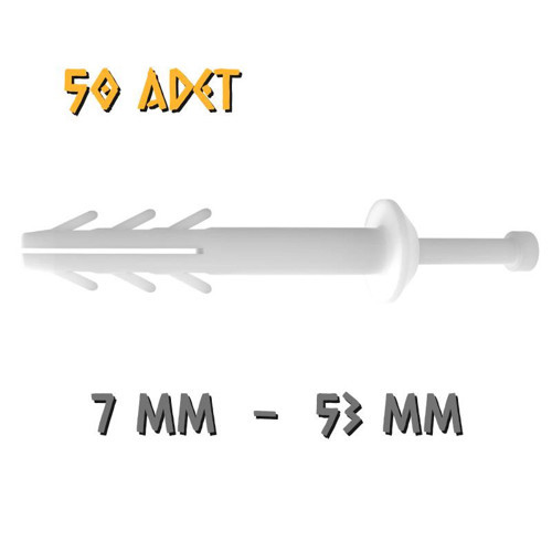 Extra Plastik Çivili Korniş Montaj Dübeli 7 mm. - 50 Adet