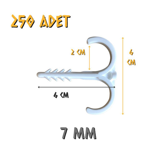Çiftli Yere Tespit Dübeli Kılçık 7 mm. - 250 Adet