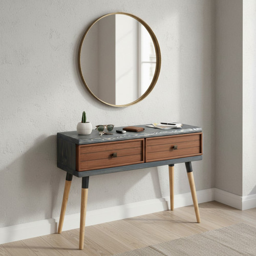 Stria Entry: Modern Masif Dresuar 2 Çekmeceli Antre Konsolu - 120x31 AN-BK