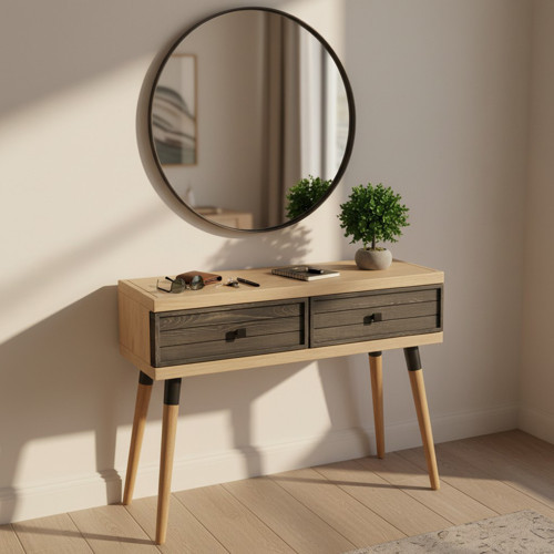 Stria Entry: Modern Masif Dresuar 2 Çekmeceli Antre Konsolu - 120x31 BZ-AN