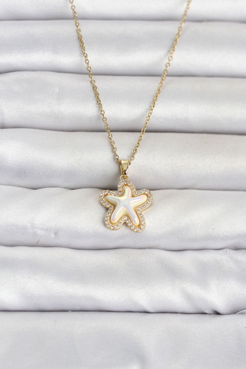 Zincir Gold Renk Deniz Yıldızı Model Kadın Kolye - EBJ260612W43951