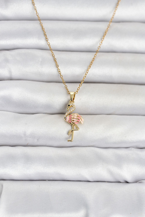 Zincir Gold Renk Flamingo Model Kadın Kolye - EBJ260612W43972