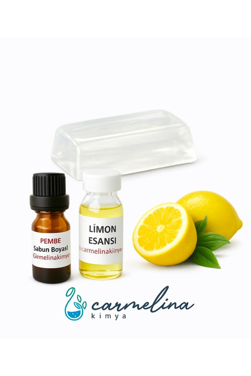 Sabun Yapım Seti-6 (Şeffaf Sabun Bazı- Pembe Boya Ve Limon Esansı)