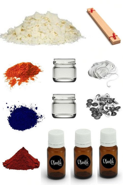 Soya Mum Yapım Seti,1 Kg Soya Wax, Cam Kavanoz, Esans, Boya, Ahşap Fitil, Mum Çıtçıtı, Fitil.