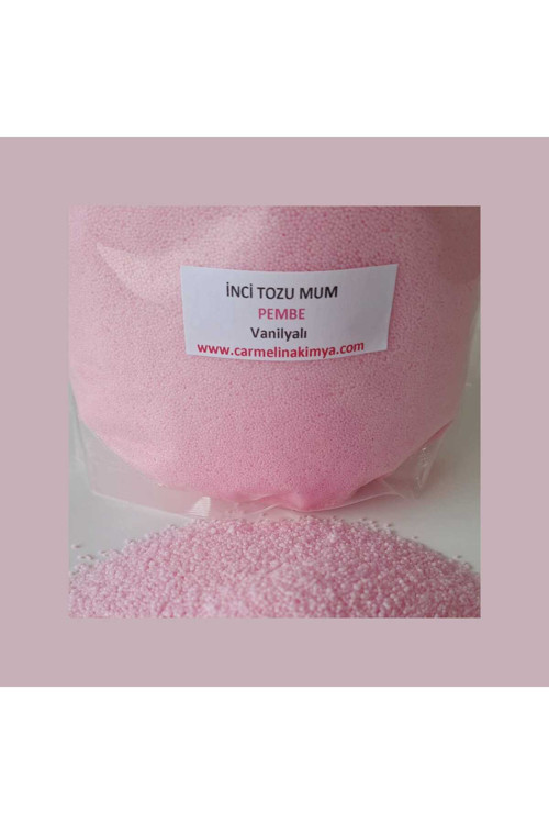 İnci Tozu Mum Pembe Renk ,Vanilya Esanslı ,500Gr