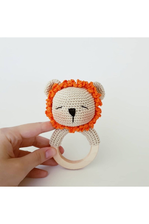 Amigurumi Organik Örgü Diş Kaşıyıcılı Çıngırak
