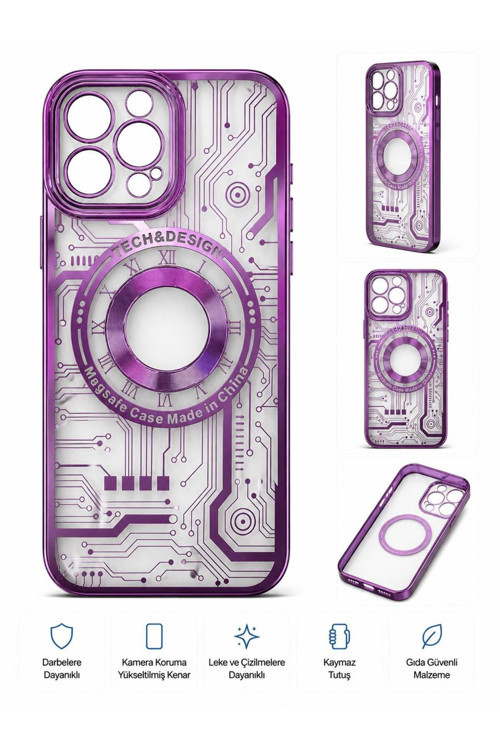 İphone 12 Pro Max Uyumlu Mor Şeffaf Renkli Kılıf