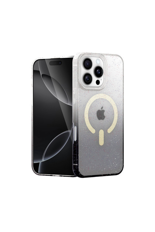 Apple İphone 16 Pro Uyumlu Pummel Shiny Magsafe Silikon Kılıf - Siyah