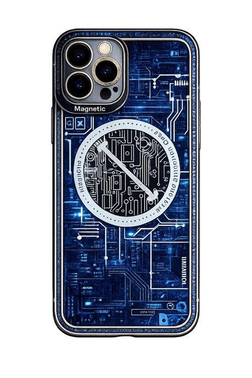 İphone 14 Pro Max Uyumlu Mavi Desenli Silikon Kılıf