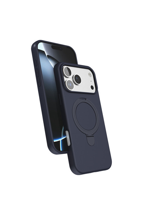 Iphone 17 Pro Max Lacivert Standlı Magsafeli Silikon Kılıf