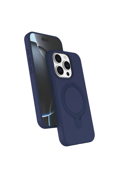 Iphone 14 Pro Max Lacivert Standlı Magsafeli Silikon Kılıf
