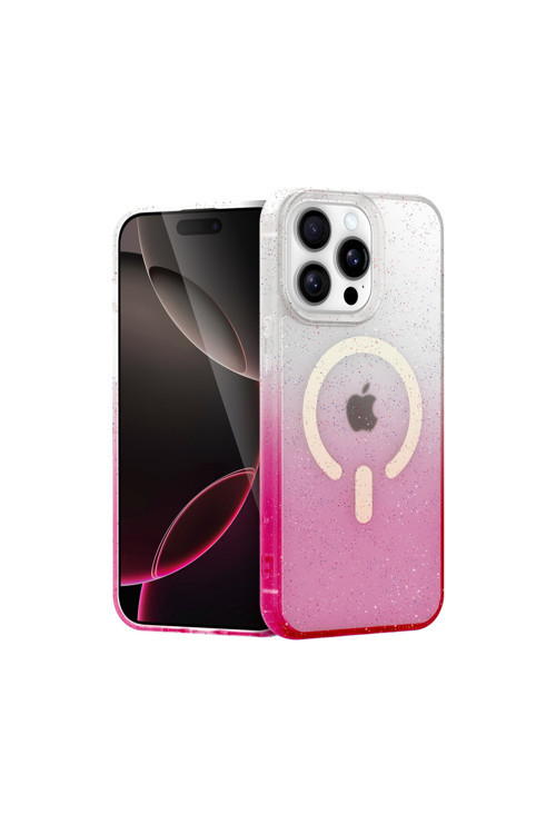Apple İphone 15 Pro Max Uyumlu Pummel Shiny Magsafe Silikon Kılıf - Pembe
