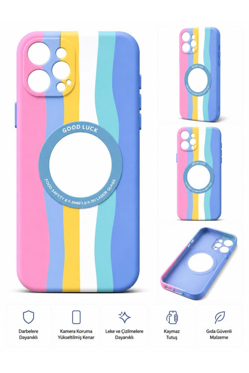 İphone 12 Pro Max Uyumlu Desenli Renkli Kılıf