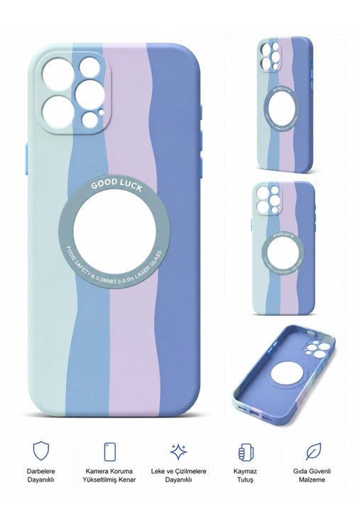 İphone 12 Pro Max Uyumlu Desenli Renkli Kılıf