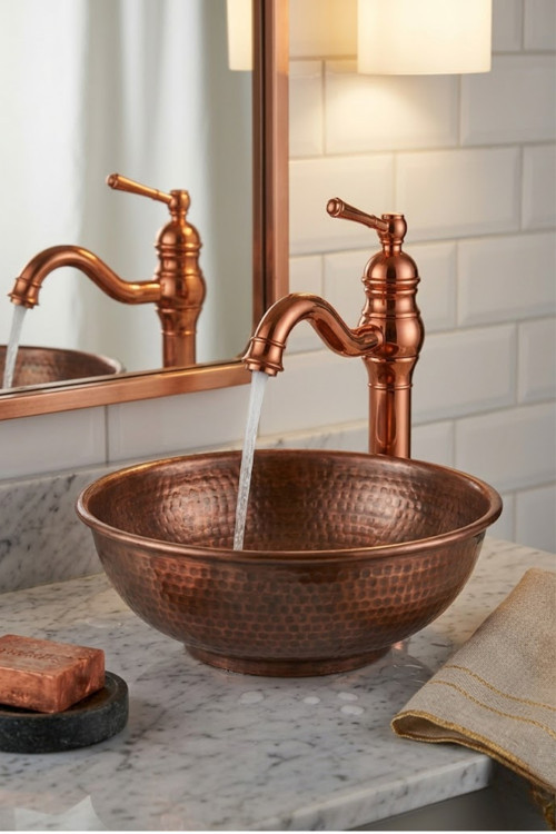 Çanak Rustik Lavabo Bataryası Pvd Rose (Uzun)