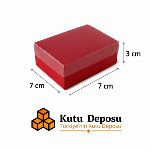 7x7x3 cm Asetat Kapaklı Takı Kutusu-Kırmızı (DEMONTE) (50 ADET)