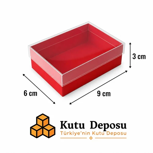 6x9x3 cm Asetat Kapaklı Takı Kutusu-Kırmızı (DEMONTE) (50 ADET)