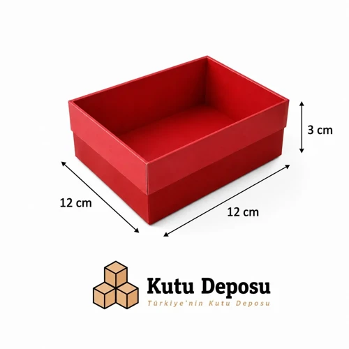 12x12x3 cm Asetat Kapaklı Takı Kutusu-Kırmızı (DEMONTE) (50 ADET)