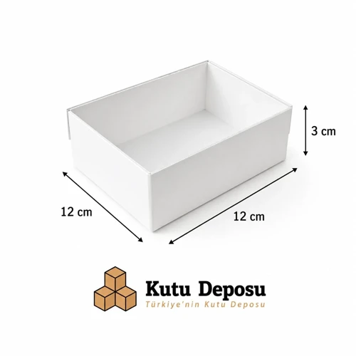 12x12x3 cm Asetat Kapaklı Takı Kutusu-Beyaz (DEMONTE) (50 ADET)