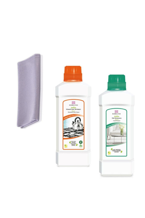 Mikrofiber Cam Bezi + Mineralli Krem Temizleyici + Halı Şampuanı