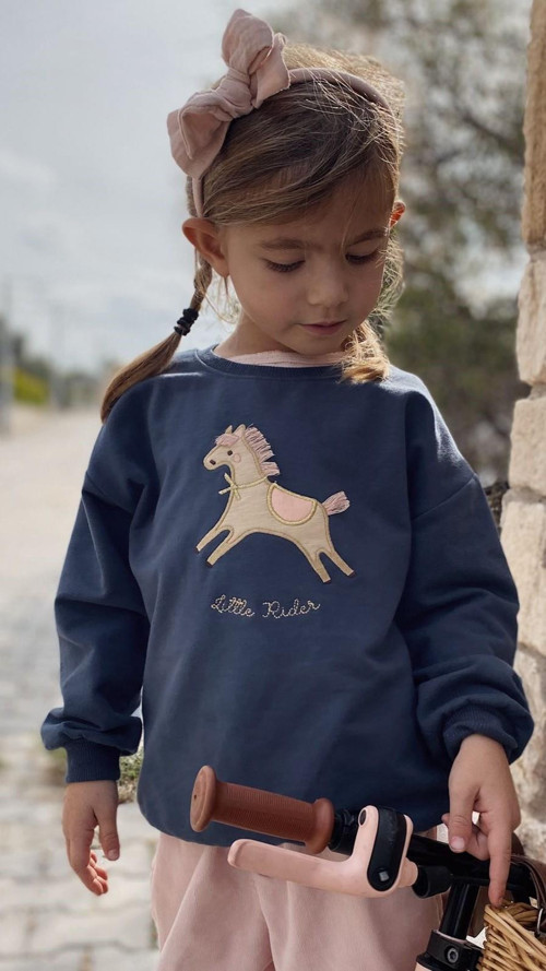 At Aplikeli Sweatshirt 1-6 Yaş Lacivert