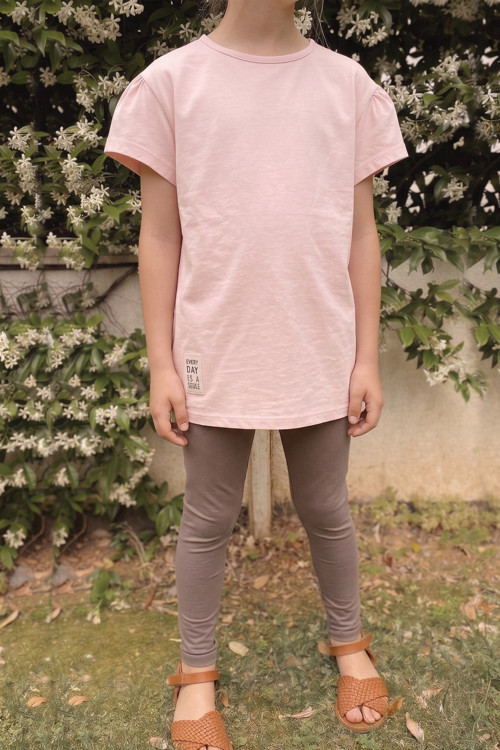 Etiketli Tunik 4-12 Yaş Pudra Pembe