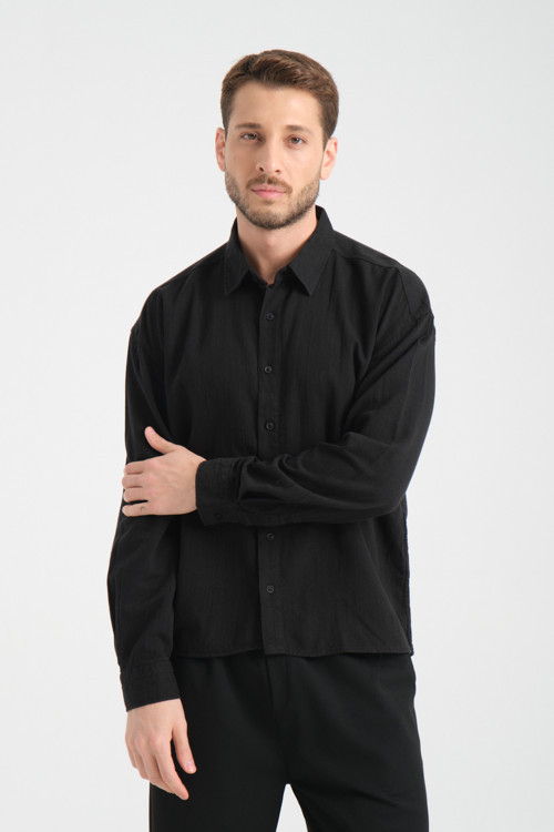 Bond Keten Oversize Rahat Kalıp Premium Kumaş Basic Gömlek