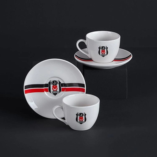 Porselen BJK Desenli Çay Fincan Seti 2'li