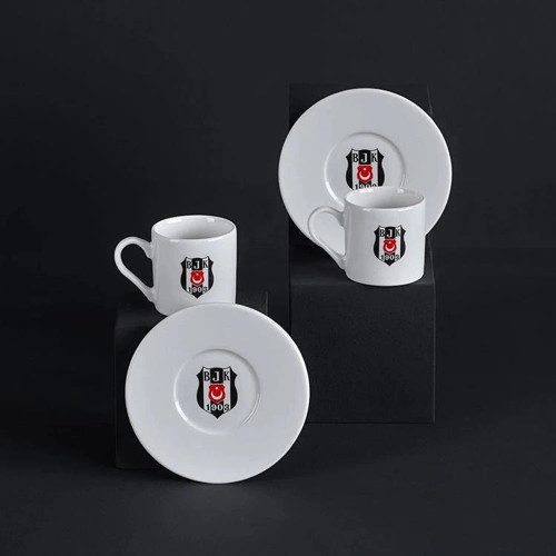 Porselen BJK Arma Logolu Kahve Fincan Seti 2'li