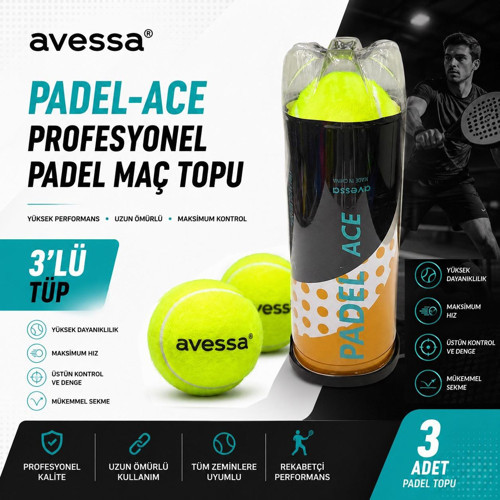 Padel-Ace Profesyonel Padel Maç Topu 3lü