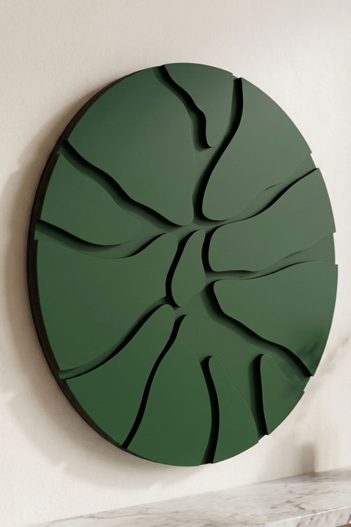 Core Green - Minimalist Soyut Dairesel 3 Katmanlı Ahşap Duvar Tablosu 50X50 Cm