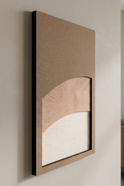 Nexa - Minimalist Soyut Geometrik 3 Katmanlı Ahşap Duvar Tablosu 33X68 Cm