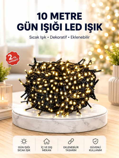 tekno 10 Metre LED Işıklı Dekoratif Parti ve Kutlama Aydınlatması 2026