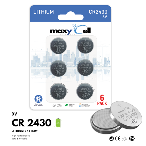 MaxyCell 6 Adet 2430 CR2430 DL2430 3V Lityum Düğme Pilleri