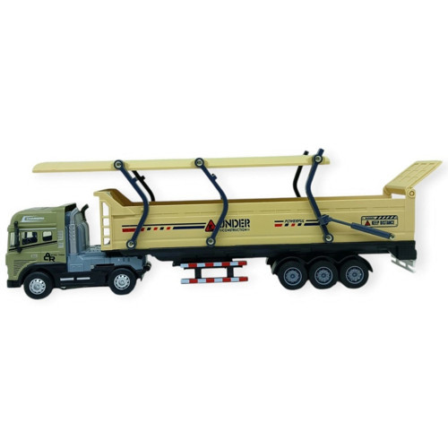 Metal Tır 1:24 - Sesli Işıklı Kum Taşıyıcı Tır 39 cm - Haki - 1 ADET