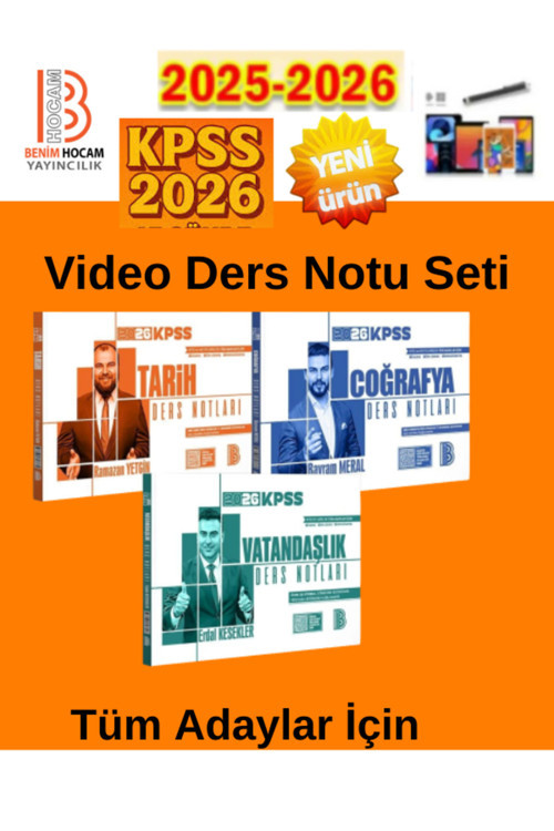 Benim Hocam Yayınları 2026 Kpss Genel Kültür Ders Notları Seti(Tarih-Coğrafya-Vatandaşlık)+Kalem