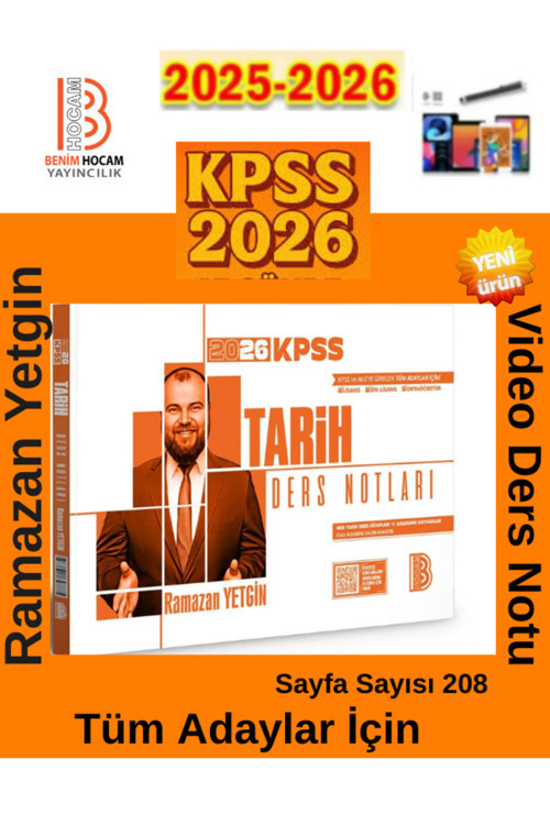 Benim Hocam Yayınları 2026 Kpss Tarih Ders Notları Ramazan Yetgin+Android Kalem