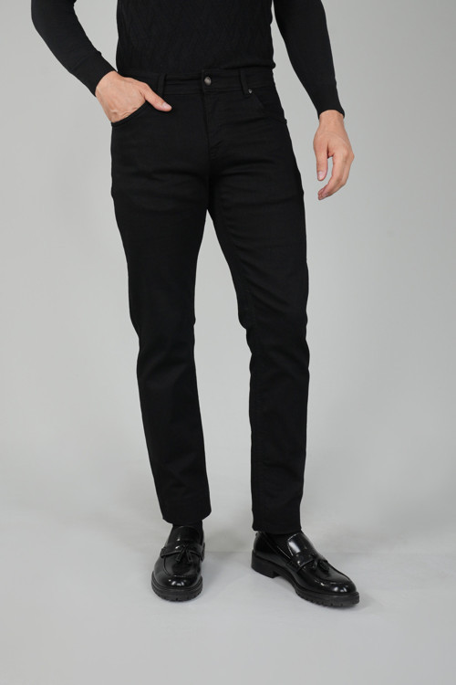 Siyah Pamuk Denim Cepli Fermuarlı Pamuklu Jean Pantolon