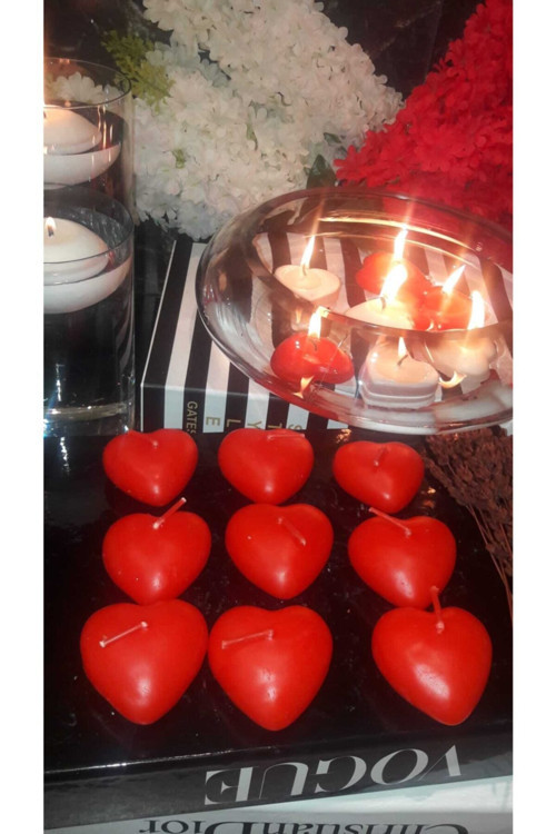 Eğlence Adası 12 Adet Kırmızı Valentine'S Day Mum