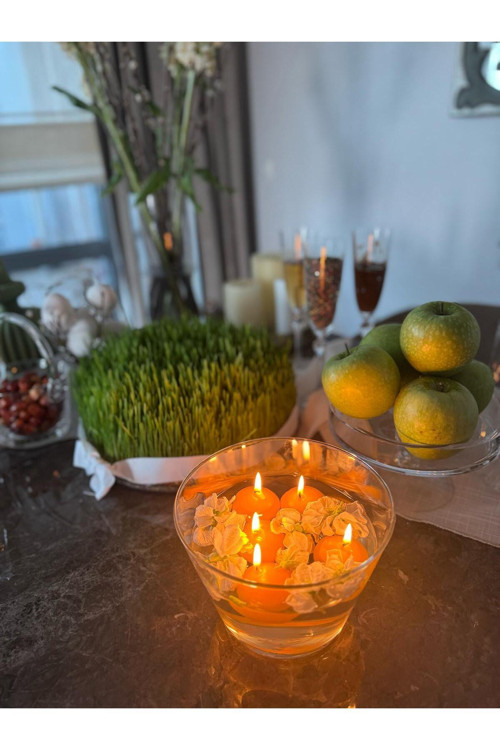 Iv Candle'S 24 Lü Turuncu Suda Yüzen Mum