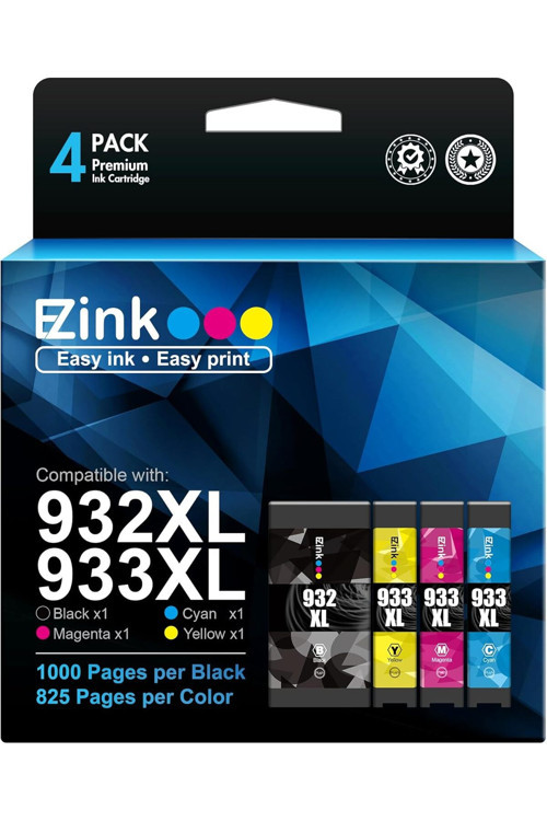 932 933 Beyaz Kutu Muadil 6100 6600 6700 7110 7510 7610 7612 (1 Black, 1 Cyan, 1 Magenta,1 Yellow